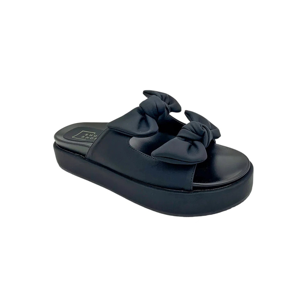 SHU SHOP Women's Kiki Bow Flatform Slide Sandal Black - Medium